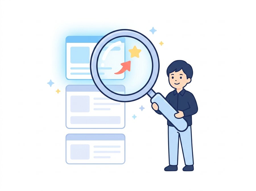 検索結果で上位に表示されるホームページを表したイラスト