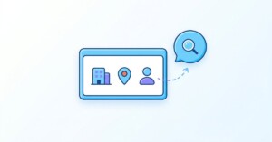 会社のWebサイトの情報がAI検索に伝わる様子を表したイラスト